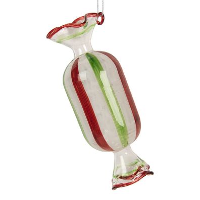 Clayre & Eef Weihnachtsanhänger Ø 5x13 cm Weiß Glas (Gr. Ø 5x13 cm)