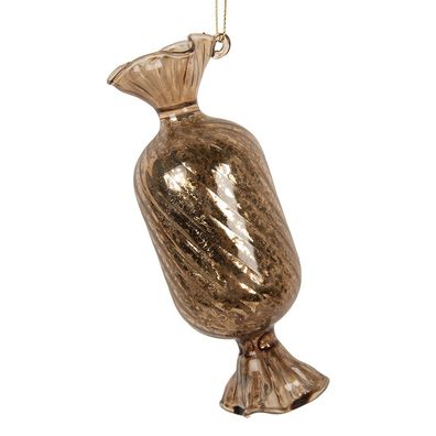 Clayre & Eef Weihnachtsanhänger Ø 5x13 cm Goldfarbig Glas (Gr. Ø 5x13 cm)