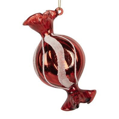 Clayre & Eef Weihnachtsanhänger 5x4x10 cm Rot Glas (Gr. 5x4x10 cm)
