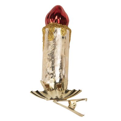 Clayre & Eef Weihnachtsanhänger 5x4x9 cm Silberfarbig Glas (Gr. 5x4x9 cm)