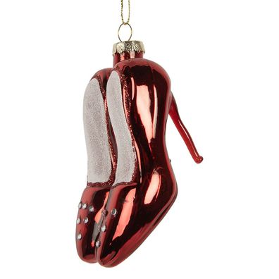 Clayre & Eef Weihnachtsanhänger Schuh 6x6x10 cm Rot Glas (Gr. 6x6x10 cm)