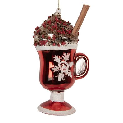 Clayre & Eef Weihnachtsanhänger 7x6x12 cm Rot Glas (Gr. 7x6x12 cm)
