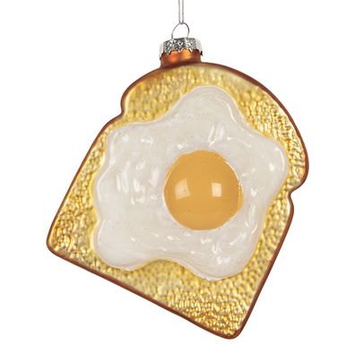 Clayre & Eef Weihnachtsanhänger Ei 9x4x11 cm Weiß Glas (Gr. 9x4x11 cm)
