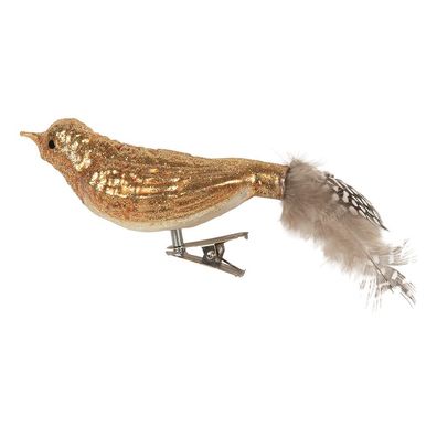 Clayre & Eef Weihnachtsanhänger Vogel 9x3x4 cm Braun Glas (Gr. 9x3x4 cm)