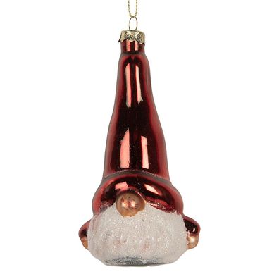 Clayre & Eef Weihnachtsanhänger Zwerg 6x5x13 cm Rot Glas (Gr. 6x5x13 cm)
