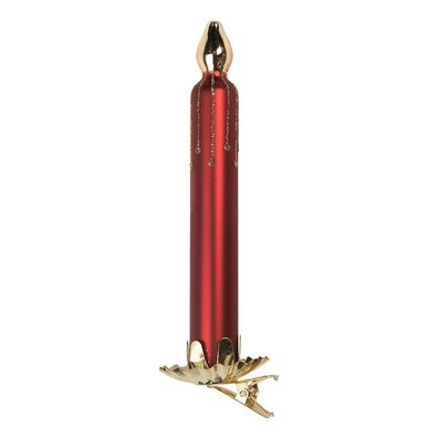 Clayre & Eef Weihnachtsanhänger Ø 4x15 cm Rot Glas (Gr. Ø 4x15 cm)