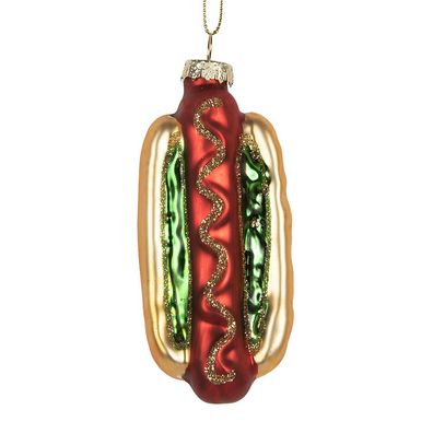 Clayre & Eef Weihnachtsanhänger 4x3x10 cm Goldfarbig Glas (Gr. 4x3x10 cm)
