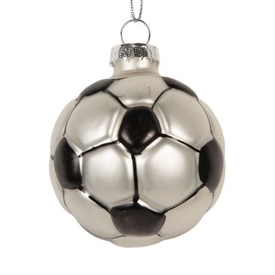 Clayre & Eef Weihnachtsanhänger Ball Ø 6x6 cm Grau Glas (Gr. Ø 6x6 cm)