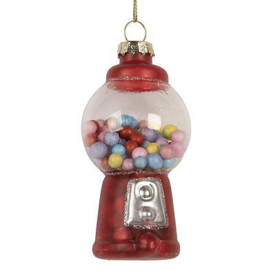 Clayre & Eef Weihnachtsanhänger Ø 5x9 cm Rot Glas (Gr. Ø 5x9 cm)