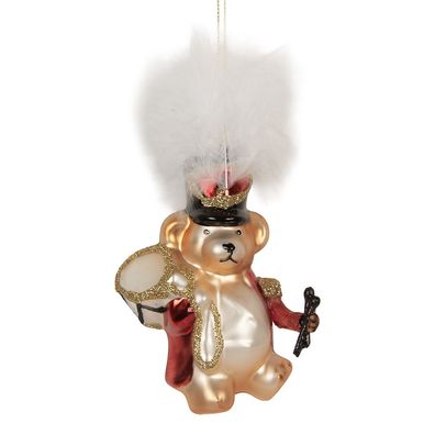Clayre & Eef Weihnachtsanhänger Bär 9x5x12 cm Goldfarbig Glas (Gr. 9x5x12 cm)