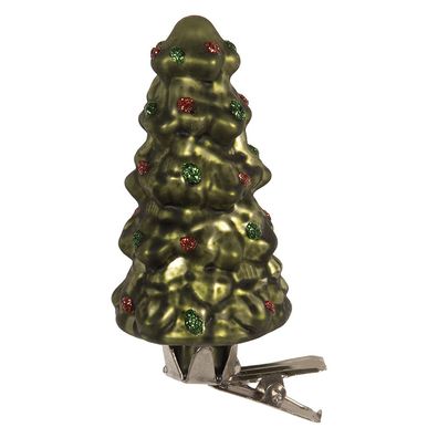 Clayre & Eef Weihnachtsanhänger Weihnachtsbaum Ø 4x9 cm Grün Glas (Gr. Ø 4x9 cm)