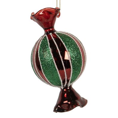 Clayre & Eef Weihnachtsanhänger 7x4x12 cm Rot Glas (Gr. 7x7x12 cm)