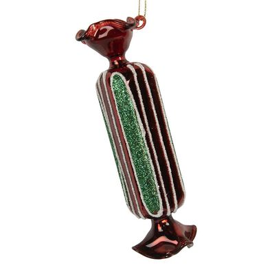 Clayre & Eef Weihnachtsanhänger Ø 4x15 cm Rot Glas (Gr. Ø 4x15 cm)