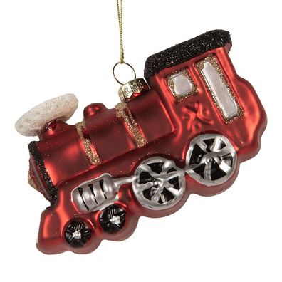 Clayre & Eef Weihnachtsanhänger Zug 10x4x5 cm Rot Glas (Gr. 10x4x5 cm)