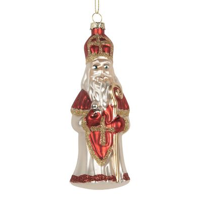 Clayre & Eef Weihnachtsanhänger Weihnachtsmann 5x5x15 cm Rot Glas (Gr. 5x5x15 cm)
