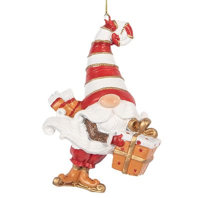 Clayre & Eef Weihnachtsanhänger Zwerg 10 cm Rot Kunststoff (Gr. 8x4x10 cm)