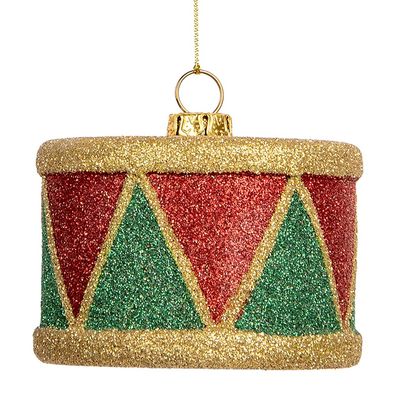 Clayre & Eef Weihnachtsanhänger Trommel Ø 7x5 cm Rot Kunststoff (Gr. Ø 7x5 cm)