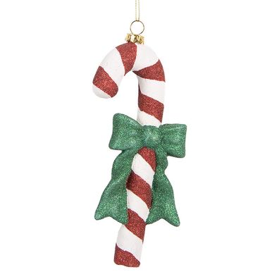 Clayre & Eef Weihnachtsanhänger Zuckerstange 8x3x17 cm Rot Weiß Kunststoff