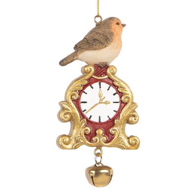 Clayre & Eef Weihnachtsanhänger Vogel 11 cm Braun Kunststoff (Gr. 6x3x11 cm)