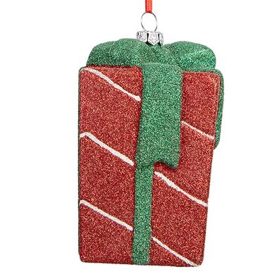 Clayre & Eef Weihnachtsanhänger Geschenk 8x8x11 cm Rot Kunststoff (Gr. 8x8x11 cm)