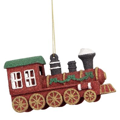 Clayre & Eef Weihnachtsanhänger Zug 12x4x7 cm Rot Kunststoff (Gr. 12x4x7 cm)