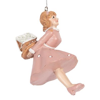 Clayre & Eef Weihnachtsanhänger Mädchen 10 cm Rosa Kunststoff (Gr. 6x6x10 cm)
