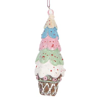 Clayre & Eef Weihnachtsanhänger Ø 5x13 cm Mehrfarbig Kunststoff Eis (Gr. Ø 5x13 cm)
