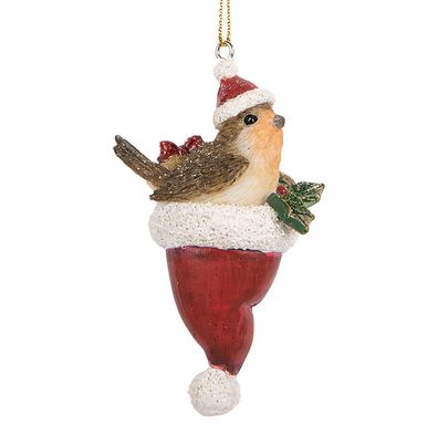 Clayre & Eef Weihnachtsanhänger Vogel 9 cm Braun Kunststoff (Gr. 5x3x9 cm)
