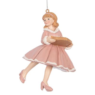Clayre & Eef Weihnachtsanhänger Mädchen 11 cm Rosa Kunststoff (Gr. 7x7x11 cm)