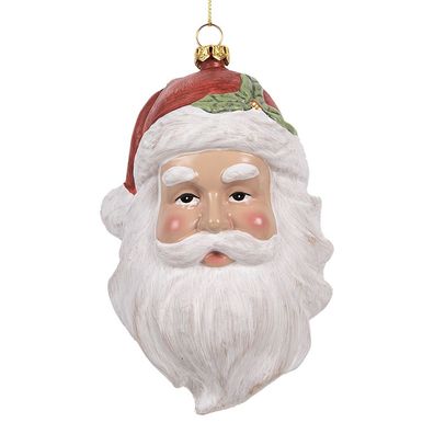 Clayre & Eef Weihnachtsanhänger Weihnachtsmann 15 cm Weiß Rot Kunststoff
