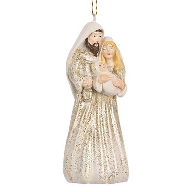 Clayre & Eef Weihnachtsanhänger Krippe 11 cm Beige Kunststoff (Gr. 5x4x11 cm)