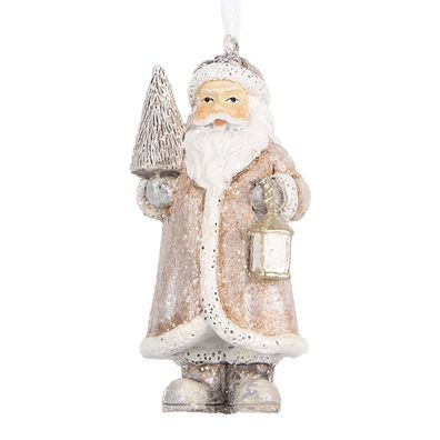 Clayre & Eef Weihnachtsanhänger Weihnachtsmann 9 cm Beige Kunststoff (Gr. 5x4x9 cm)