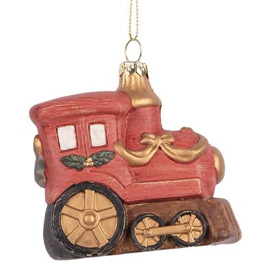 Clayre & Eef Weihnachtsanhänger Zug 9x5x9 cm Rot Kunststoff (Gr. 9x5x9 cm)