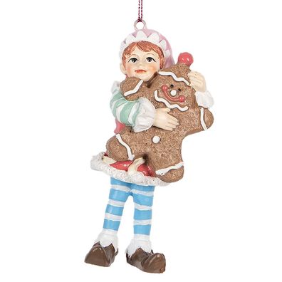 Clayre & Eef Weihnachtsanhänger Zwerg 11 cm Braun Kunststoff (Gr. 5x4x11 cm)