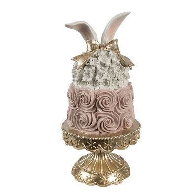 Clayre & Eef Dekorationsfigur Kuchen Ø 17x35 cm Weiß Rosa Kunststoff (Gr. Ø 17x35 cm)