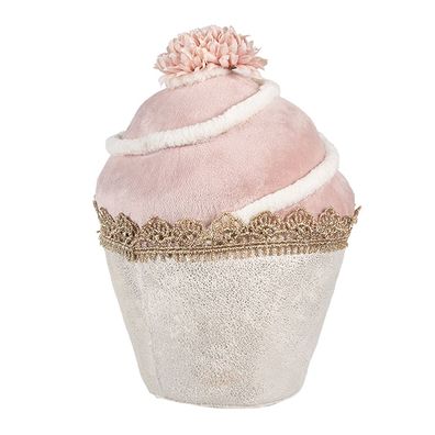 Clayre & Eef Dekorationsfigur Cupcake Ø 11x16 cm Rosa Textil (Gr. Ø 11x16 cm)