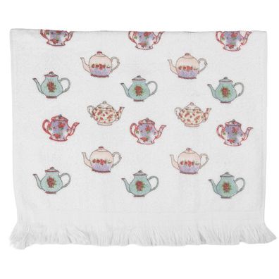 Clayre & Eef Gästehandtuch 40x66 cm Weiß Baumwolle (Gr. 40x66 cm)