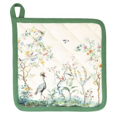 Clayre & Eef Topflappen 20x20 cm Beige Baumwolle Tropisches Motiv (Gr. 20x20 cm)