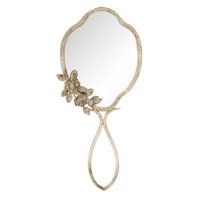 Clayre & Eef Spiegel 25x57 cm Beige Eisen Blumen (Gr. 25x4x57 cm)