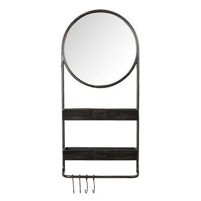 Clayre & Eef Spiegel 38x89 cm Schwarz Eisen (Gr. 38x12x89 cm)