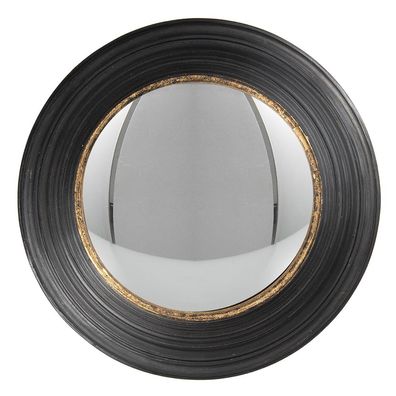 Clayre & Eef Spiegel Ø 34 cm Schwarz Kunstleder (Gr. Ø 34x6 cm)