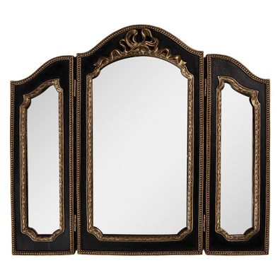Clayre & Eef Spiegel 38x2x34 cm Schwarz Kunststoff (Gr. 38x2x34 cm)