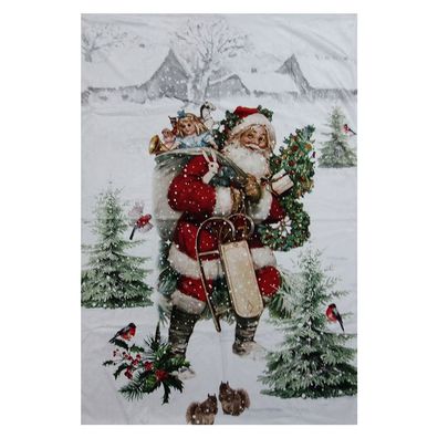 Clayre & Eef Tagesdecke 130x170 cm Rot Weiß Polyester Weihnachtsmann (Gr. 130x170 cm)
