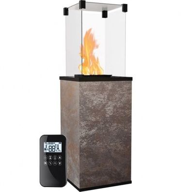 KRATKI Gaskamin PATIO Mini Quarzstein Oxide Nero Gasheizgerät 4-8,2 kW