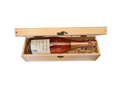Holzbox mit Klappdeckel und 1 Fl. Pinot Rosé brut Kostenloser Versand