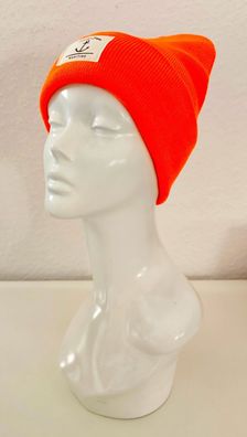 Unisex Wintermütze Strickmütze Beanie Küsten-Style und Anker Viskose Neon Orange