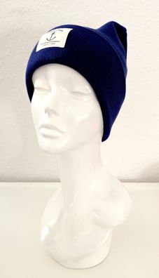 Unisex Wintermütze Strickmütze Beanie Küsten-Style und Anker Viskose ; rineblau