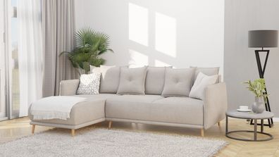 Owen - Ecksofa mit Schlaffunktion und Bettkasten in scandinavischem Design