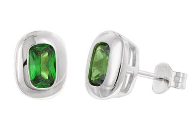 Acalee Schmuck Damen-Ohrringe 925 Silber Ohrstecker Zirkonia Smaragdgrün AC8946-11