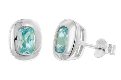 Acalee Schmuck Damen-Ohrringe 925 Silber Ohrstecker Zirkonia Aquamarinblau AC8946-02